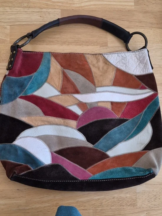 Lucky Brand Multi-Color Suede Sunrise Patchwork Shoulder Bag - Picture 2 of 9
